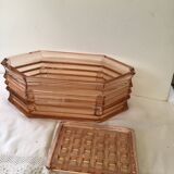 Art deco flower spike vase in thick pink glass