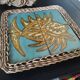 Under ceramic dish and rattan