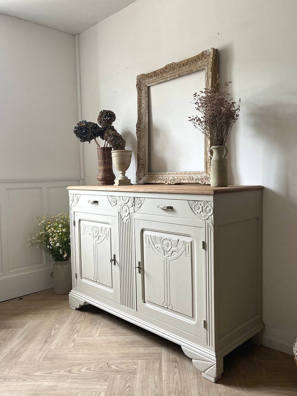 Large Art Deco buffet in grey oak