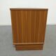 Low chest of drawers with 3 drawers in mahogany and white satin, France circa 1980.