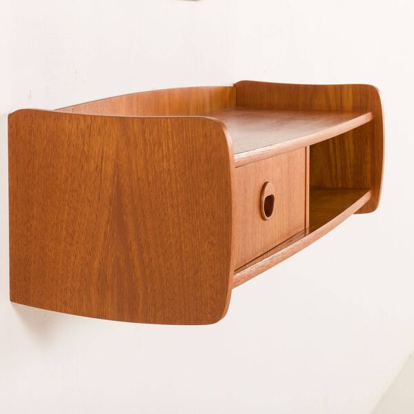 Miroir scandinave en teck du milieu du siècle avec console, années 1960