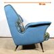 2-Seater Bench in Azure Blue Fabric – 1940s
