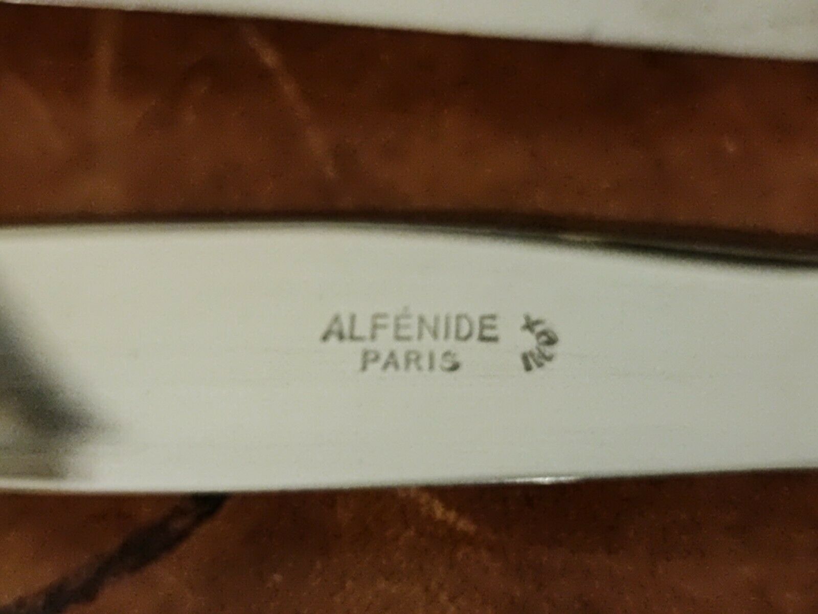 Set of 12 silver metal knives brand Alfénide with their case