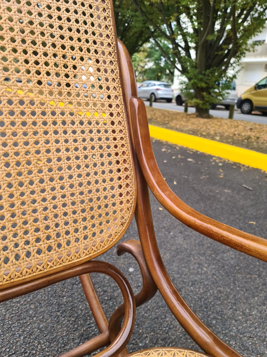 Rocking chair rattan and bentwood Vintage tuna