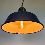 Industrial blue enamel factory pendant lamp 1960s