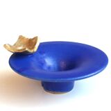 Blue ceramic cut signed with gilded decoration