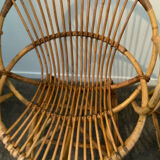 Pair of rattan shell armchairs 60s