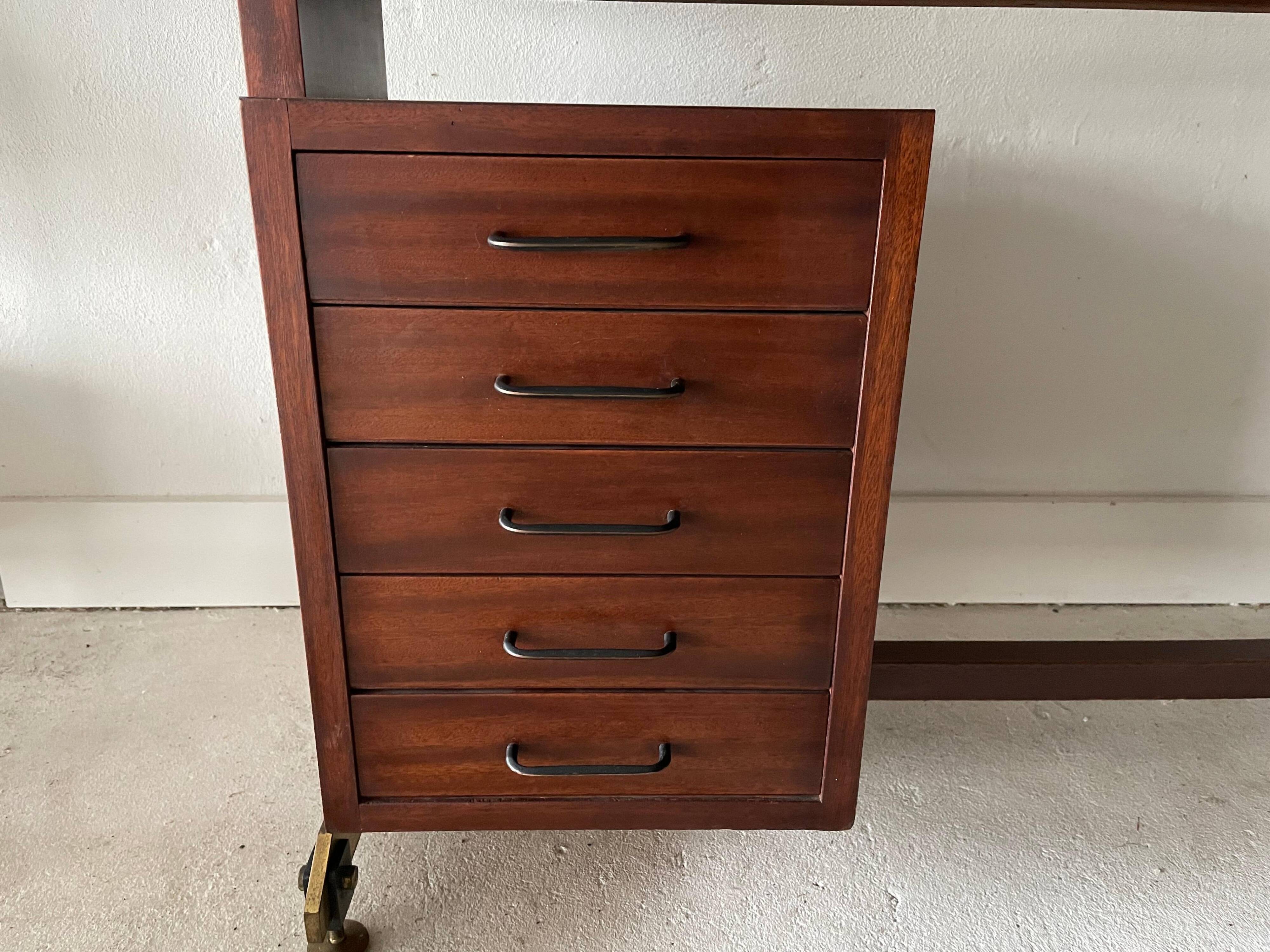 Mid-century modern Italian desk with 5 drawers, 1960s, Italy