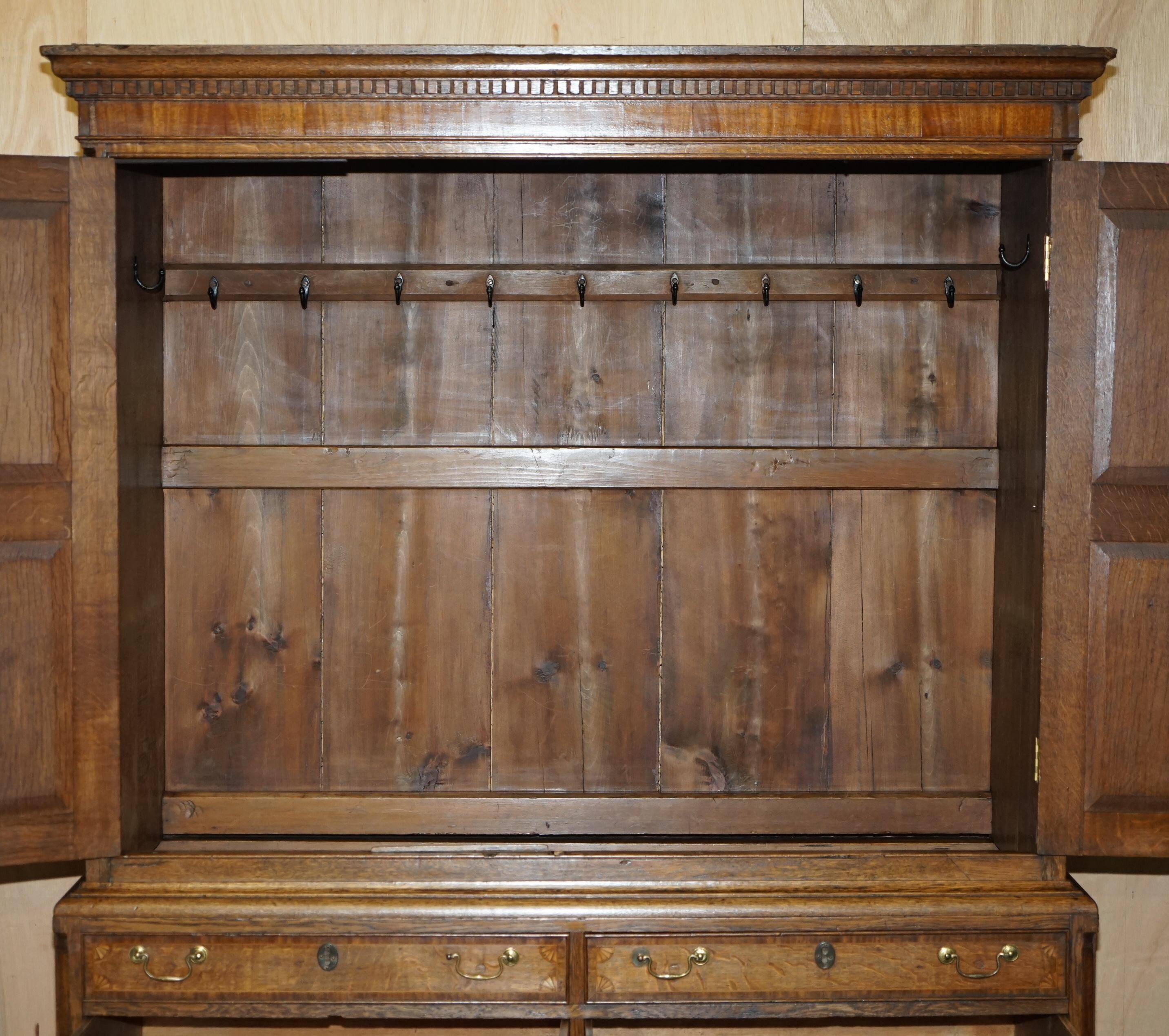 Antique Sheraton wardrobe from around 1800 with drawers - George III