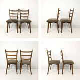 Set of 2 Vintage Chairs with Upholstered Backrest Wooden Chair Skandi Scandinavian Danish Design Stripes