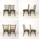 Paire de chaises vintage bois dossier barreaux, assise tissu, style 60s