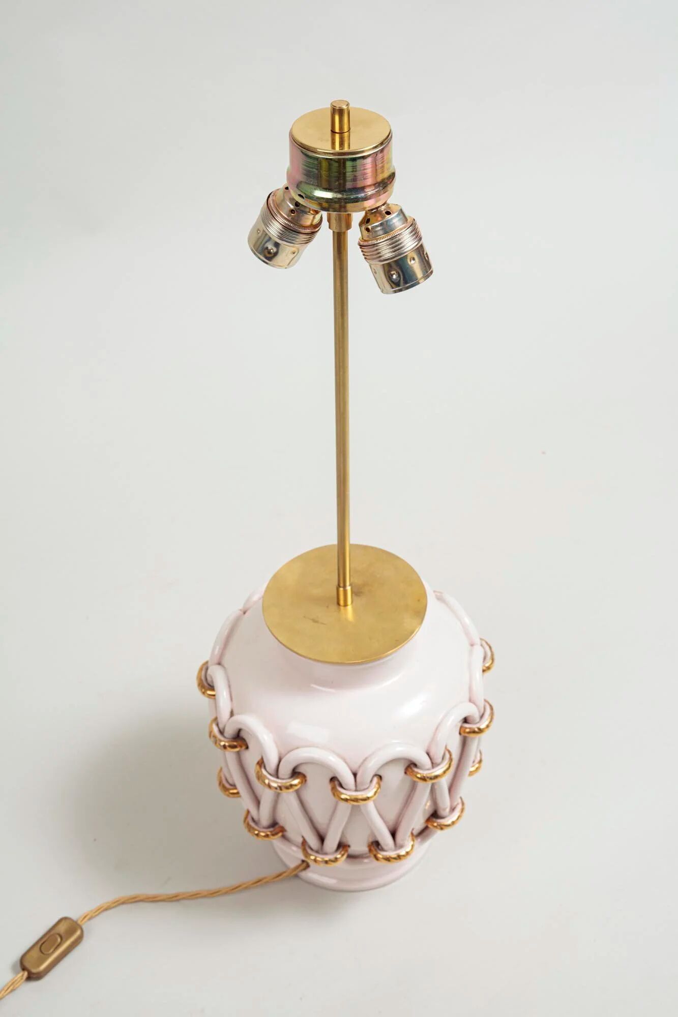 Ceramic lamp, new electrical system and lampshade.
