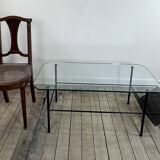 Metal and glass coffee table gérard guermomprez 1956