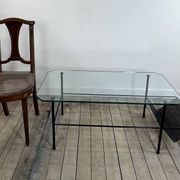Metal and glass coffee table gérard guermomprez 1956