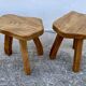 Paire de tabourets tripodes brutalisâtes vintage 1970