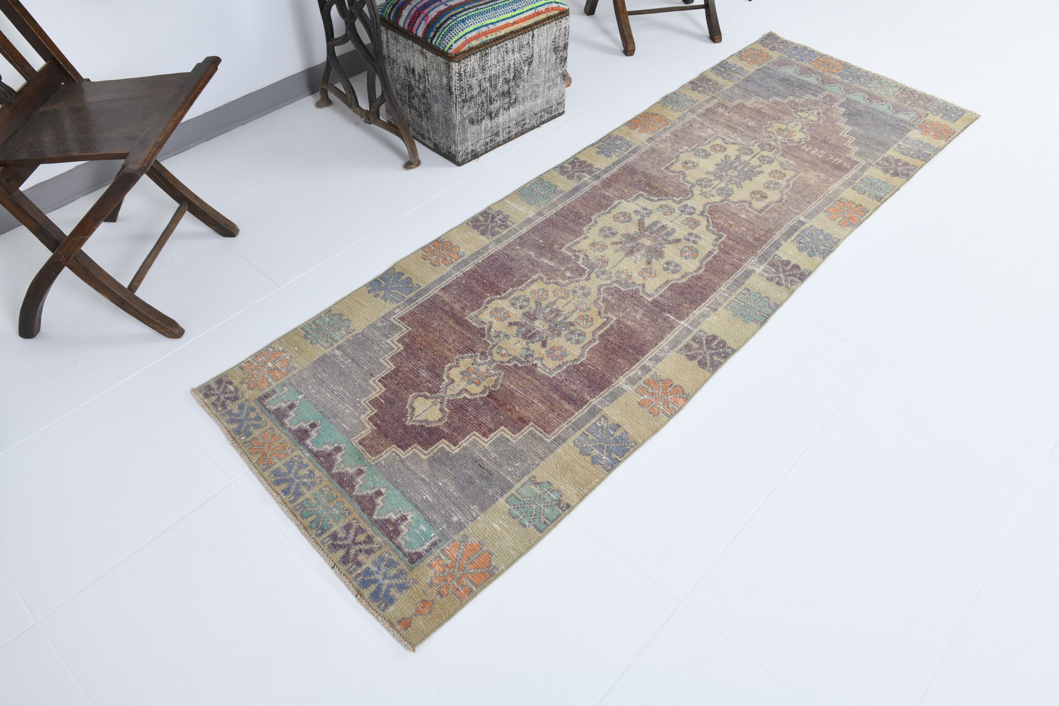 2x8 persian vintage runner rug, 81x252cm