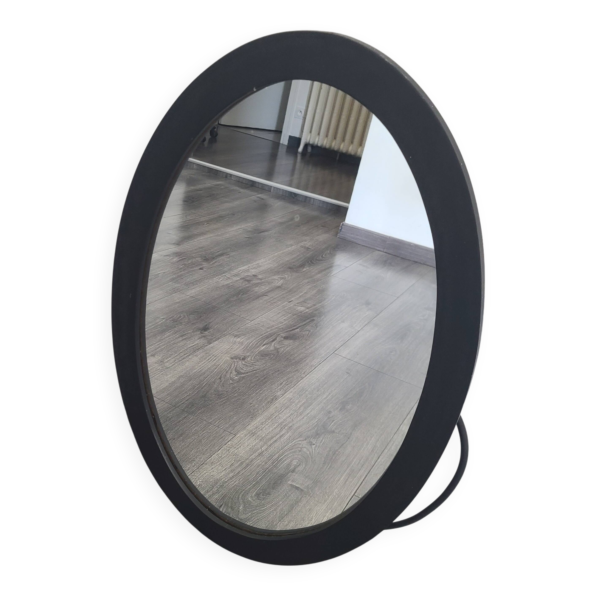 Modern Style Black Oval Wall Mirror