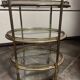 Serving cart, shelf, three-tier metal and glass trolley