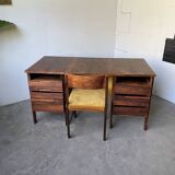 Bureau et sa chaise scandinave palissandre
