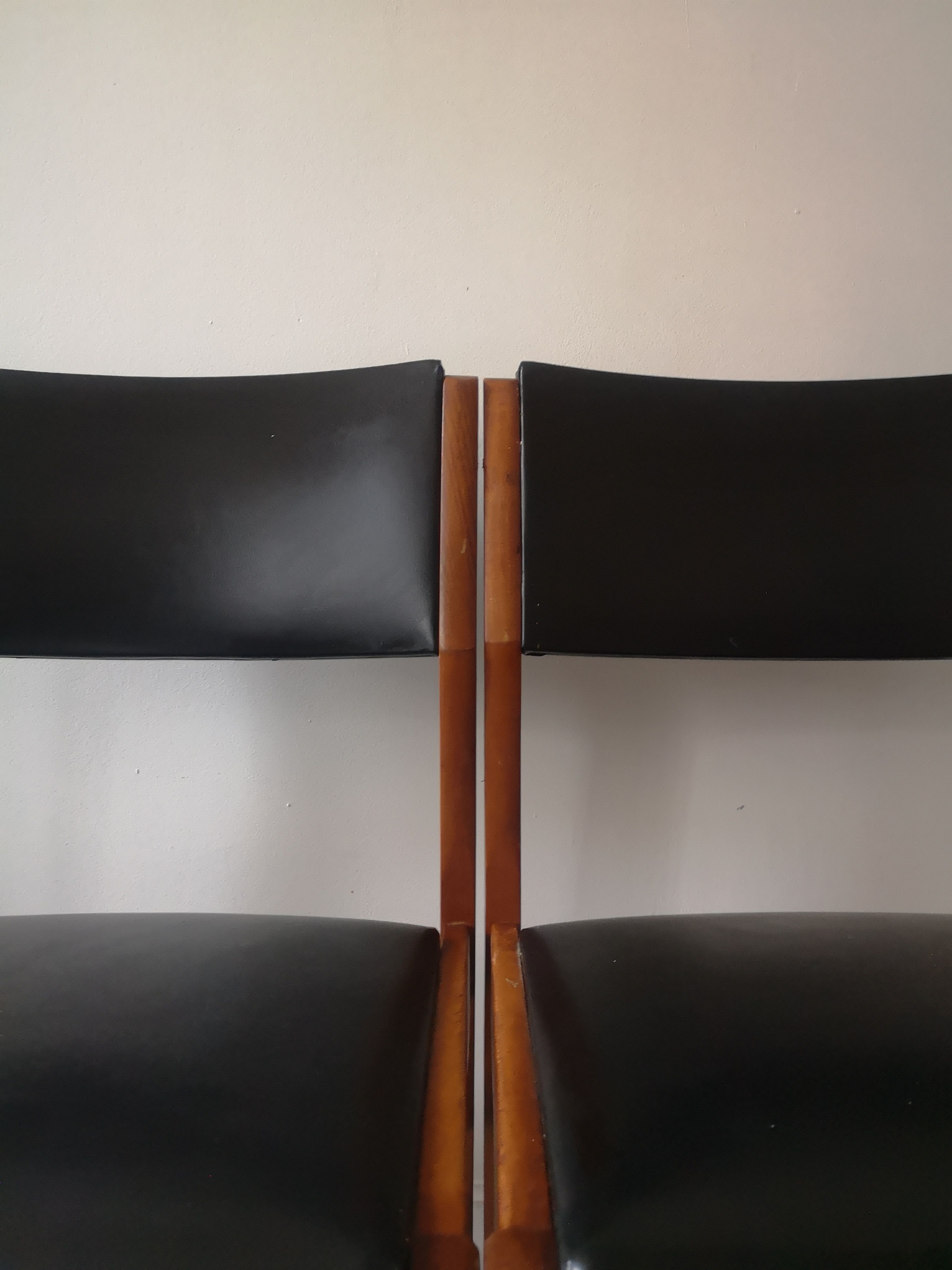 Pair of scandinavian chairs, teak and leather, 1960