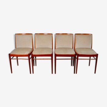 Set of 4 velvet and walnut dining chairs by Benze Sitzmebel 1960