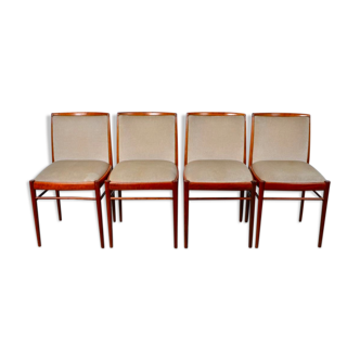 Set of 4 velvet and walnut dining chairs by Benze Sitzmebel 1960