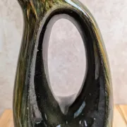 Large Saint-Clément pitcher vase – Green glazed ceramic – Vintage