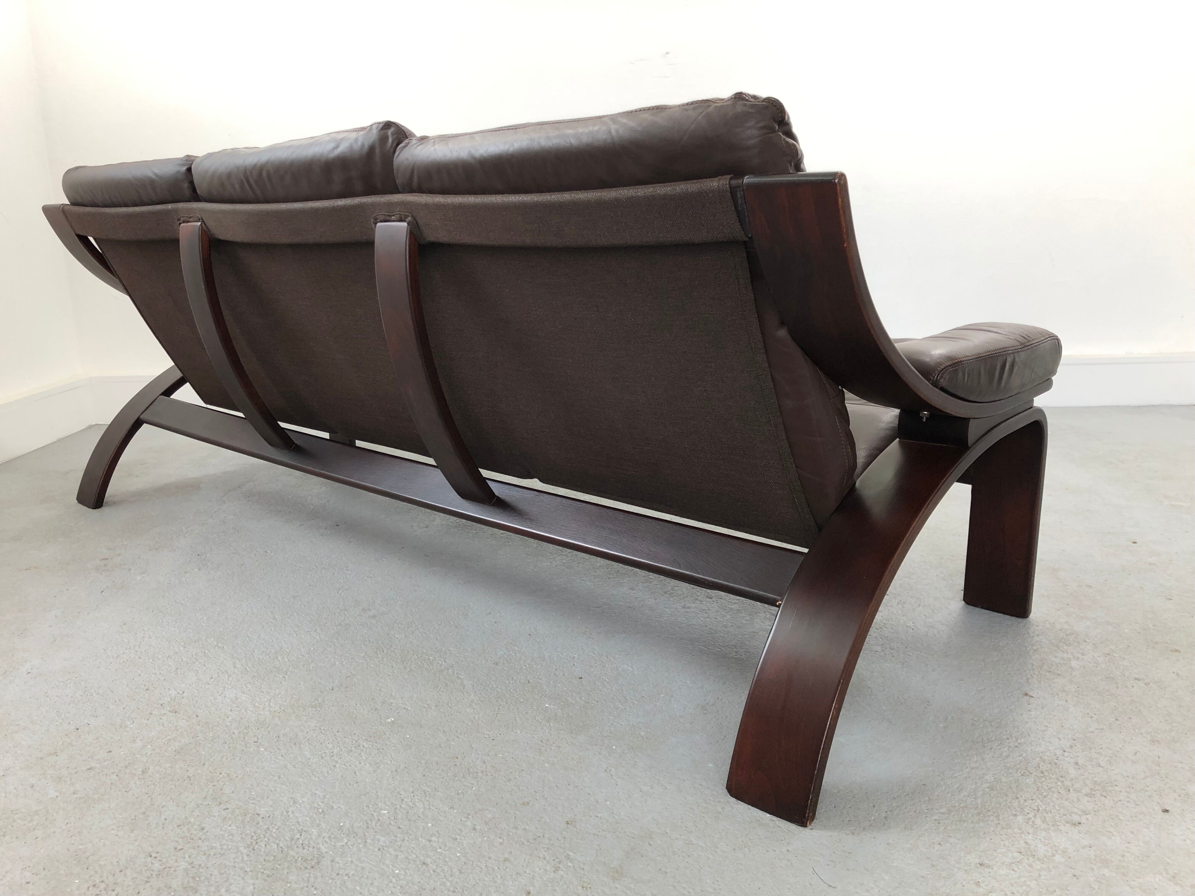 Leather Sofa, Sweden, 1970s