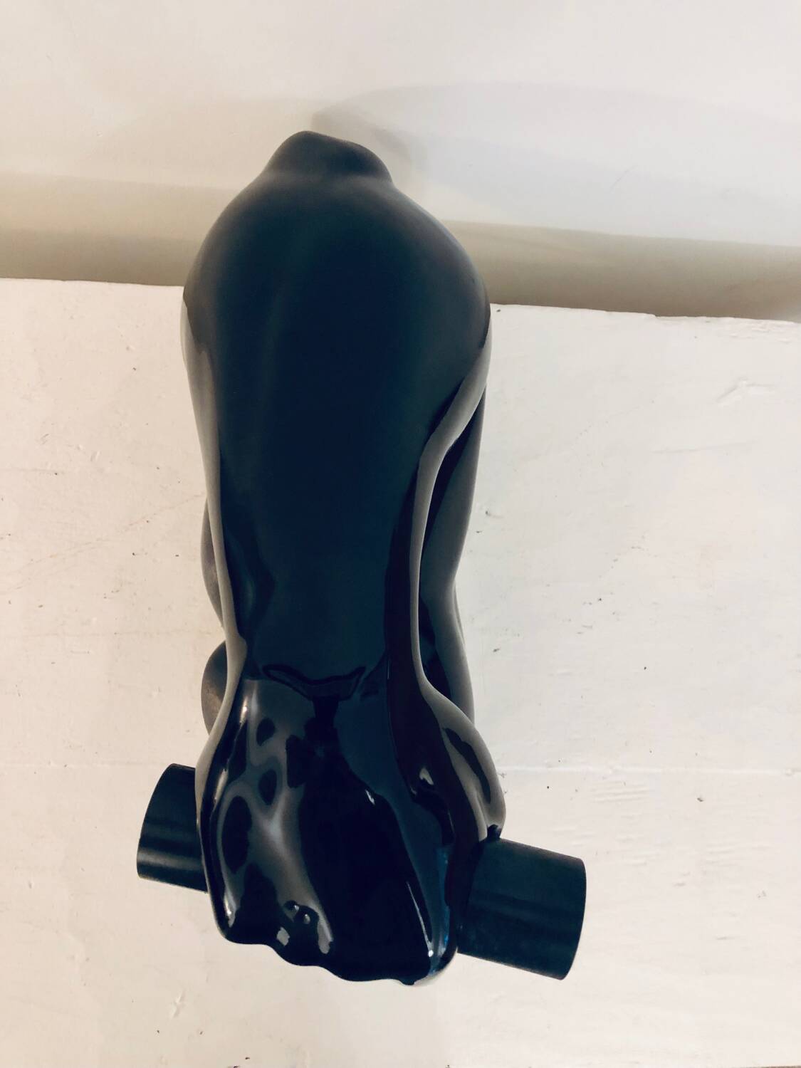 Vintage ceramic dumbbell lamp by JC Peiré