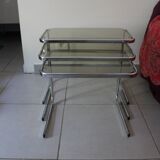 Smoked glass and chrome metal nesting tables