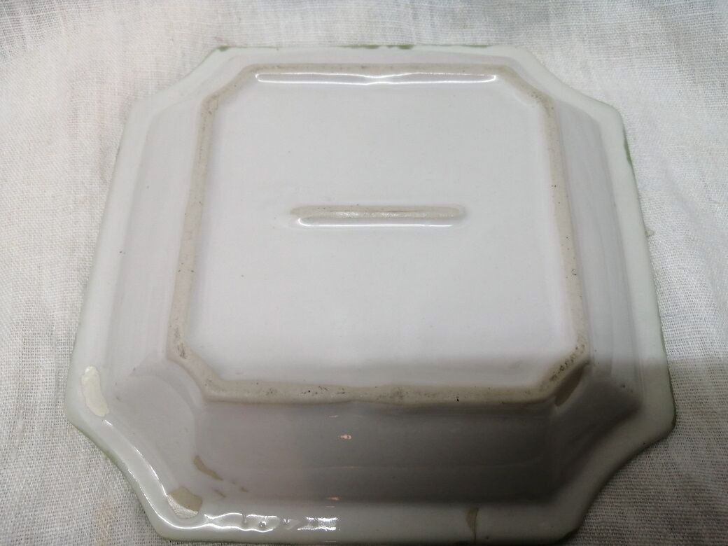 Ceramic dish décor Blue yellow flowers