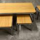 Set of 4 nesting coffee tables from the 70s, metal and solid oak.
