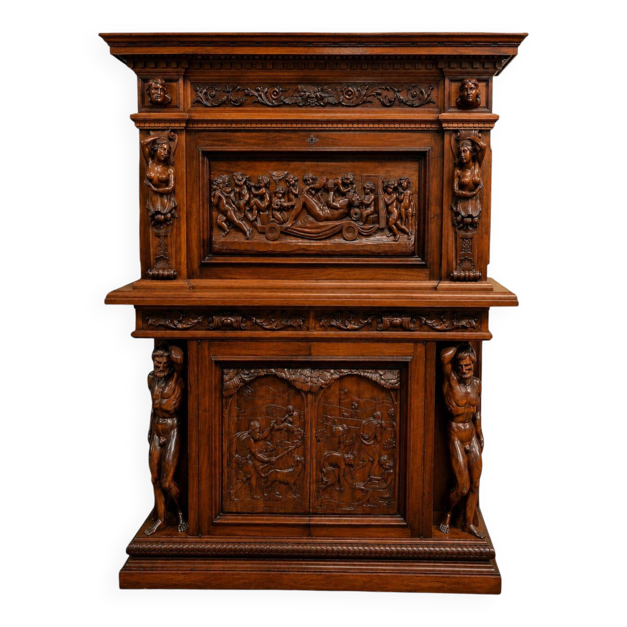 Secrétaire à abattant de style Renaissance, XIXe siècle