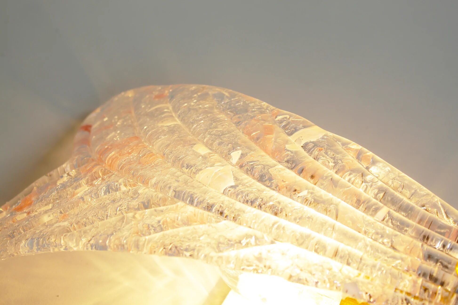 Pair of 80s Murano glass 'Foglio' wall lamps