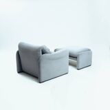 Chaise Maralunga avec repose-pieds par Vico Magistretti pour Cassina, années 1970