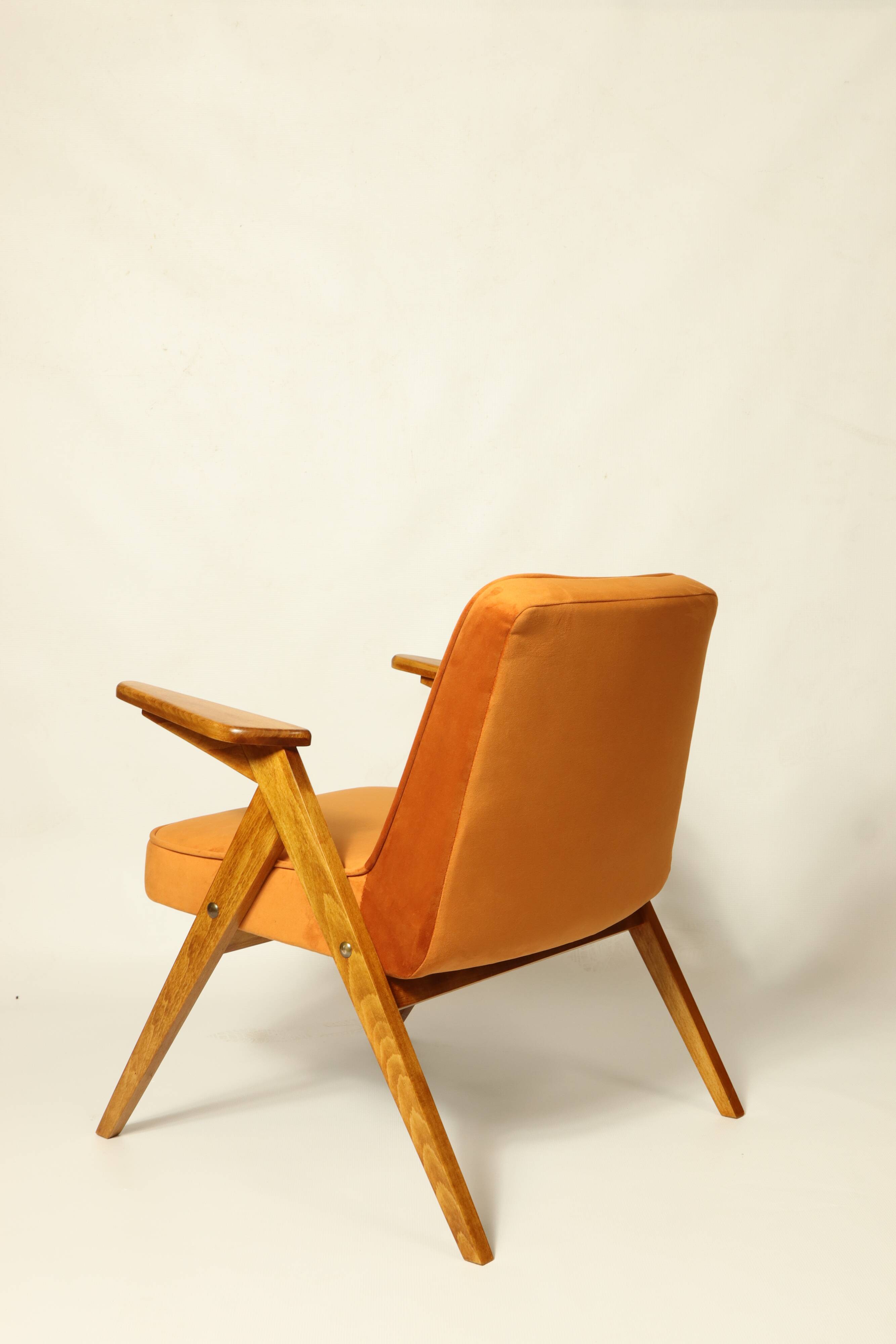 Fauteuil Lounge Vintage Burt Orange par J. Chierowski, 1960, Design Scandinave