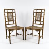 Pair of faux bamboo dining chairs, 1970s