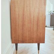 Small renovated vintage sideboard, 1950s-60s in dark wood veneer.
