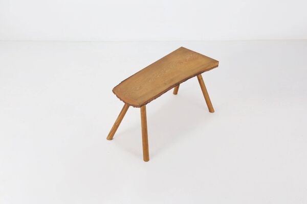 Table basse en tronc d'arbre brutaliste en chêne massif, vers 1950