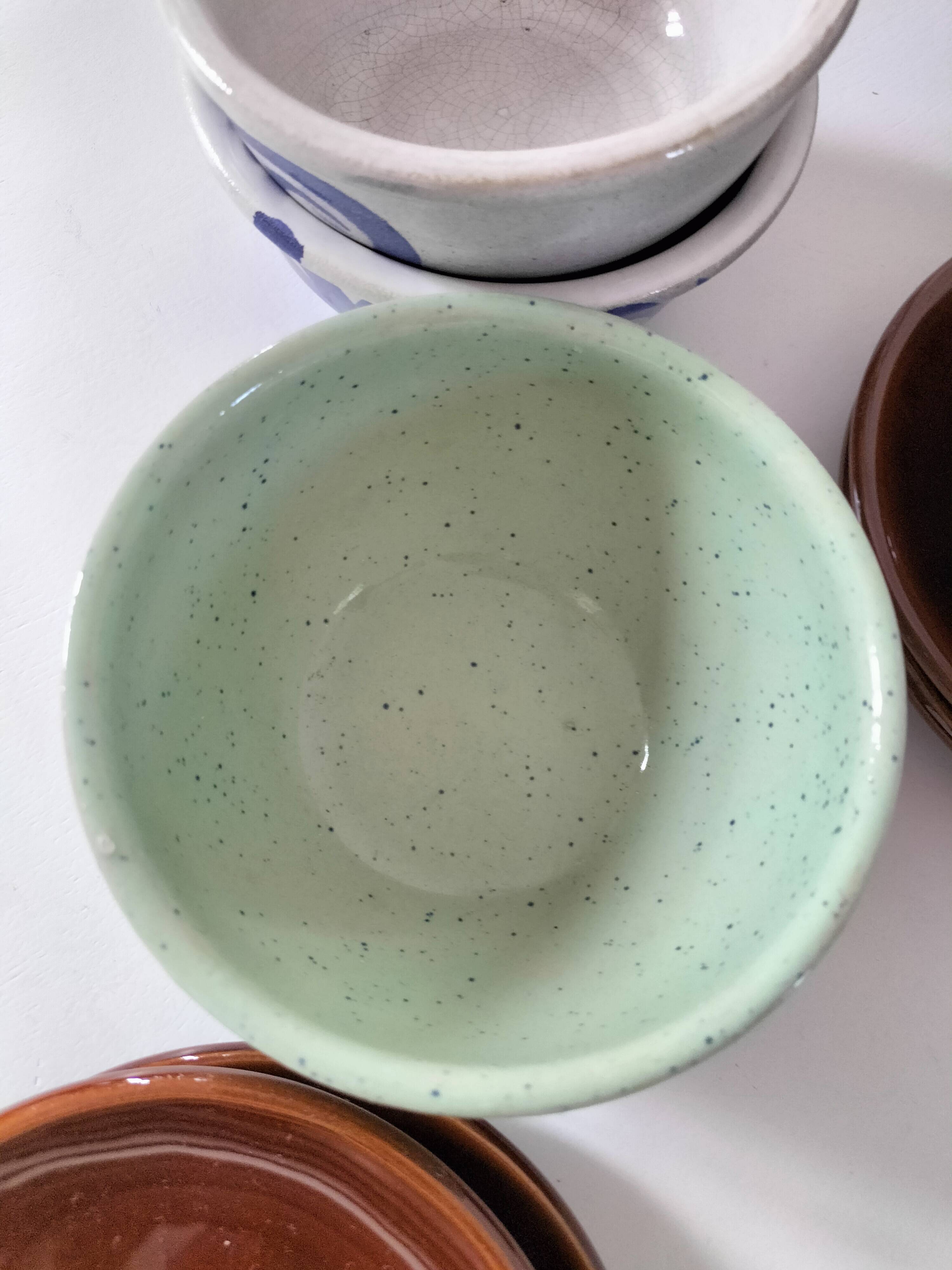 Vintage blue bowl mix & match set – country breakfast spirit