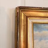 Oil Painting Panel Wood Gilded Hunting English Dog 19th Century