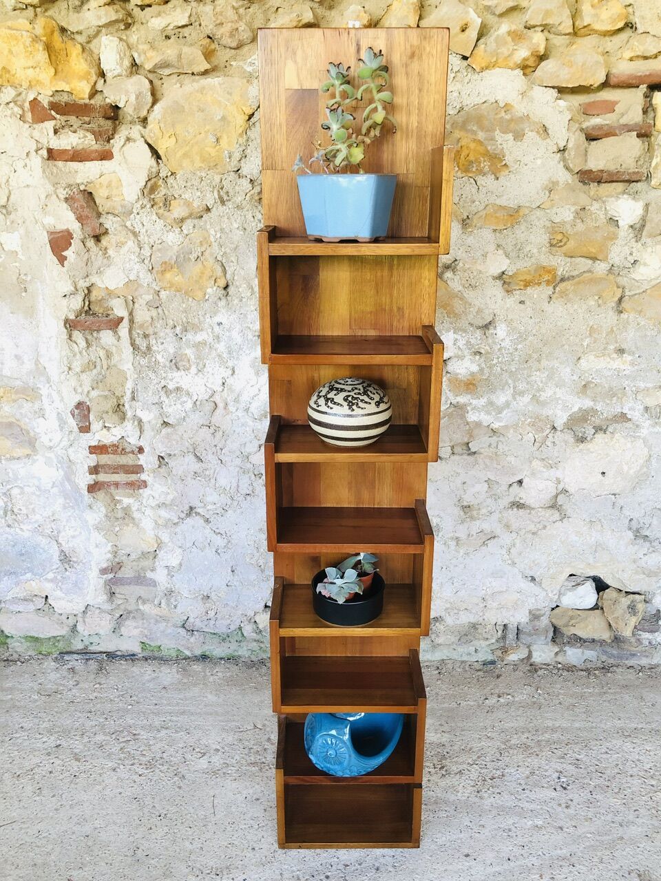 Vintage straight wall shelf, Scandinavian teak style, Circa 70's