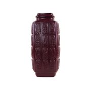 Bay Keramik ceramic vase with floral relief, burgundy glaze, Germany, 1970s