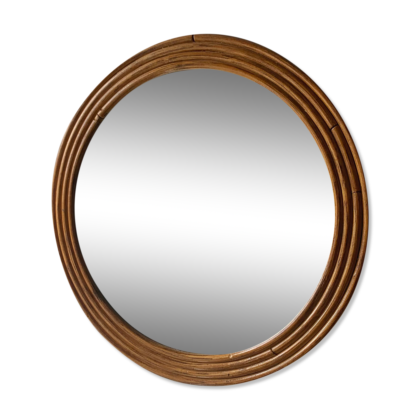 Vintage round rattan mirror