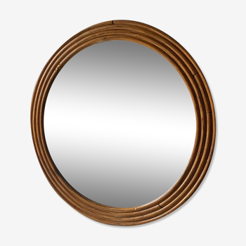 Miroir rotin rond vintage