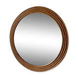 Vintage round rattan mirror