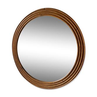 Vintage round rattan mirror
