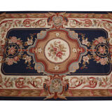 Deep blue Needlepoint Area Rug Traditional Handmade Wool Tapestry Rugs- 91x152cm