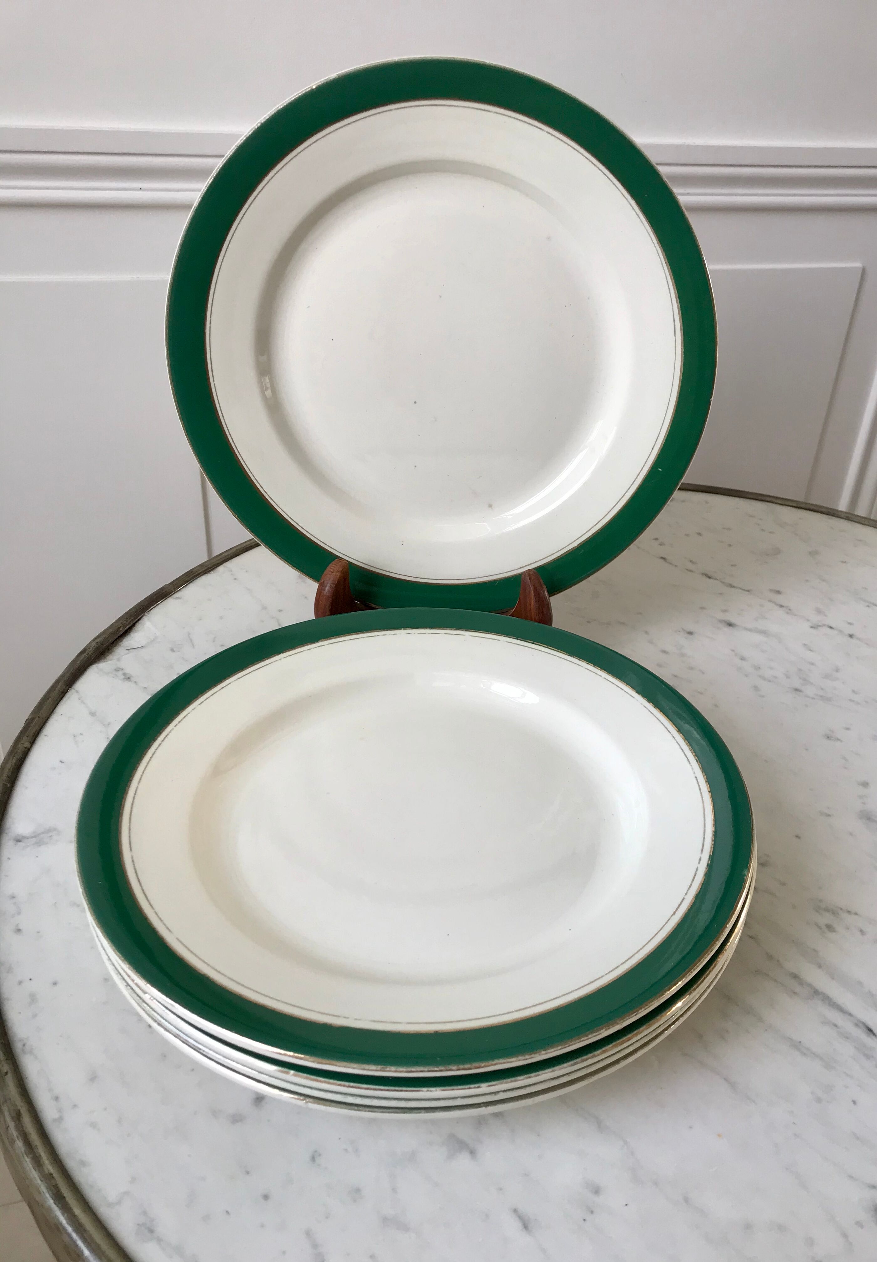 Set of 5 flat plates Digoin Sarreguemines model "Savoie" years 50-60