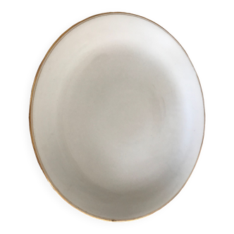 Large antique dish in white porcelain and gold edging